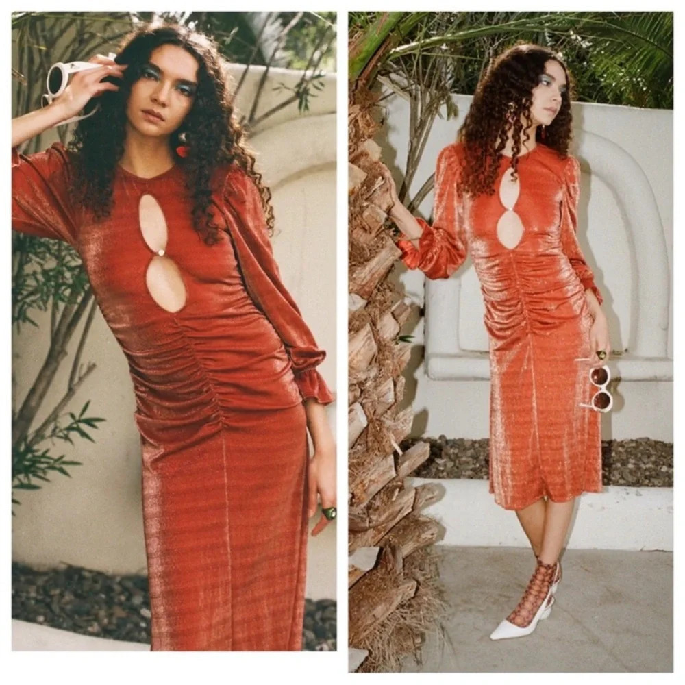 New! Selva Negra x free people Lydia metallic dress fuego nwt 22348